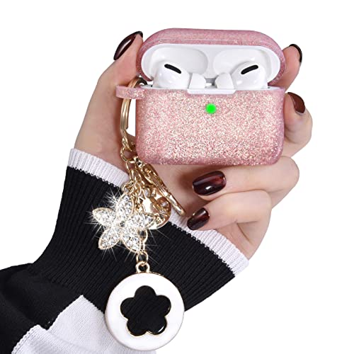 Image of Case for Airpods Pro 1st 2nd Generation - VISOOM Airpods Pro 1 /2 Cases Cover Women Silicone iPod Pro 2 Earbuds Wireless Charging Case Girl Bling Keychain for Apple Airpod Gen Pro 2
