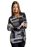 hochwertige Slinky-Qualität Ulla Popken Damen große Größen Übergrößen Plus Size Slinkyshirt, Streifen-Design, V-Ausschnitt, Langarm tiefdunkelblau 50+ 803821775-50+