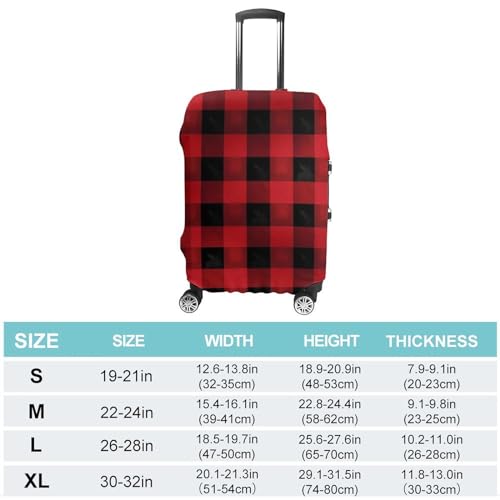 Red Black Buffalo Check Plaid Luggage Covers Tsa Approved Suitcase Cover Elastic Washable Luggage Sleeve Carry on Cover Protector Anti-Scratch Suitcase Protector Fits 19-30 Inch Case(XL)2