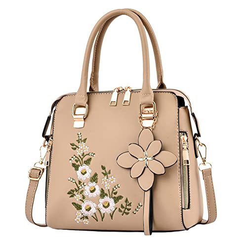 Bolso bordado de moda para un simple hombro bandolera de mediana edad bolsos de hombro para hombre portátil 17, caqui, Talla única para todos