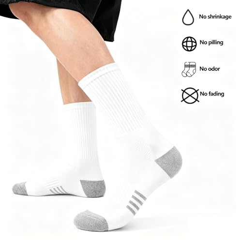 Image of Men's Cushioned Crew Socks 6 Pack Cotton Running Athletic Socks Sport Daily