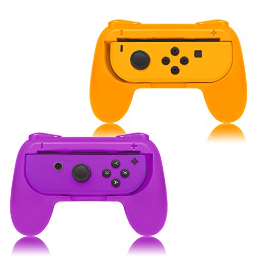Image of Hand Grips Compatible with Switch /Switch OLED Model Controllers, Grip Compatible with Switch for Joy Cons - Orange and Purple (2 Packs)