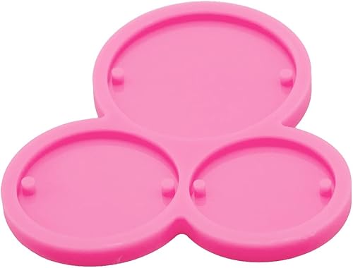 Miniatura 6 de Molde de silicona circular superbrillante de 3 agujeros para manualidades de resina, molde de llavero redondo de diámetro 1.7 in, 1.9 in, 2.3 in