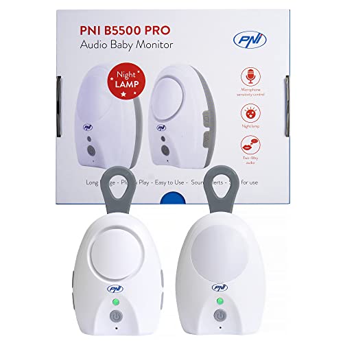 PNI Audio Baby Monitor B5500 Pro inalámbrico, intercomunicador, con lámpara de Noche, función Vox y Pager, sensibilidad de micrófono Ajustable
