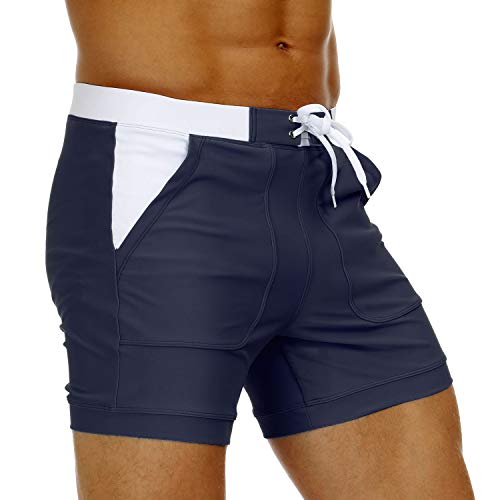 MAGNIVIT Men's Swimwear Swimsuits Solid Basic Long Swim Sport Trunks Board Shorts with Pockets3