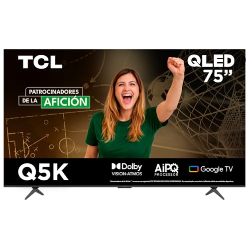 Opiniones y reviews de pantalla 70 pulgadas 4k para comprar hoy. 42 TCL Smart TV 2025 Pantalla 75' 75Q5K Google TV QLED 4K Google Assistant | Hands Free Voice Control | Alexa | VisionHDR10+| AiPQ™ | Micro Dimming | NITS350 | Panel 60 Hz