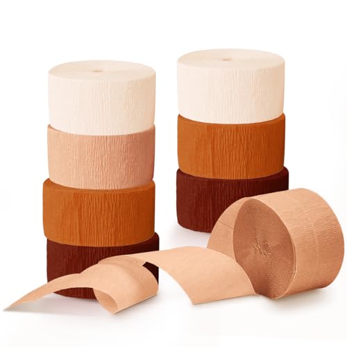 Image of NICROHOME EUR Wedding Decorations, 8 Rolls Rust Orange Brown Crepe Paper Streamers for Rustic Fall Wedding, Bridal Shower, Retro Party, Spring, Summer Decor, Birthday, 82 Ft Long