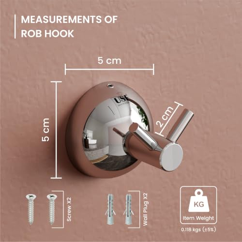 Image of USF Heavy Duty 304 Stainless Steel Robe Hook, Towel Holder & Cloth Hanger for Bathroom Accessories, Smooth Edge Protection, 25 Years Warranty (Chrome Finish, Pack of 1) - Torin