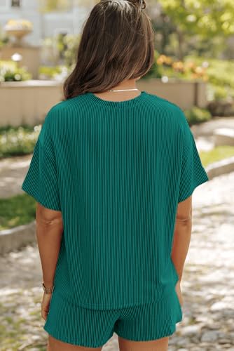 Image of Womens Pajama Sets 2 Piece Pjs Sleepwear Soft Comfy Short Sleeve Tops and Shorts Lounge Set Loungewear Outfit
