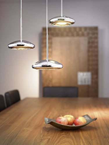EGLO LED Hängeleuchte Tarugo – 72,5 Cm, Dimmbar, Chrom/weiß, 4x4,5W, Warmweiß, Für Esstisch & Wohnzimmer
