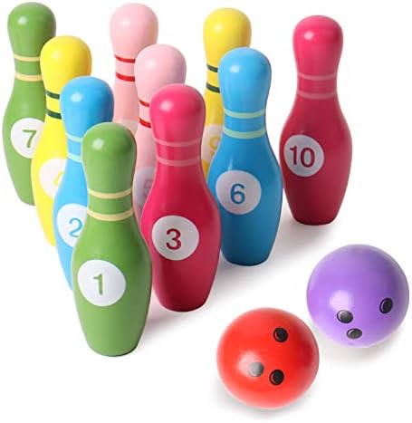 YECEN Wooden Color Digital Bowling Toy, Suitable for Indoor and Outdoor Sports Games for Toddlers, Children and Adults, Gifts for Boys and Girls Over 3 Years Old