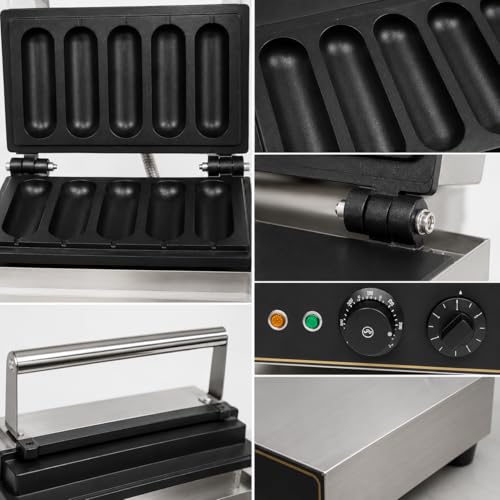 Image of 5 Stick Waffle Maker Machine, Commercial Electric Waffle Stick Maker, Professional Belgian Waffle Machine for Cafe Bakery