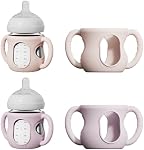 2 Pack Silicone Sleeves for Avent Natural Glass Bottles, Anti Breakage Bottle Holder with Handle, Compatible with Philips Avent Glass Natural Bottle 4 oz
