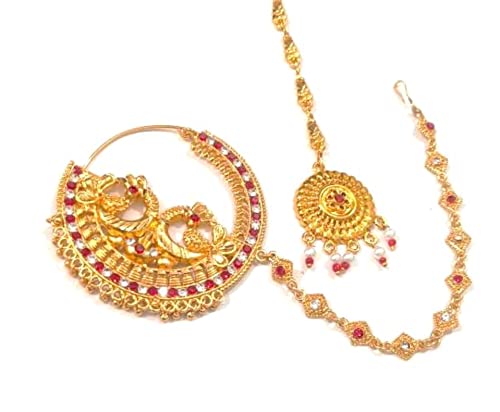 Gerenic Zeeba Women garhwali gadwali bridals gold plated traditional ethnic bridal nose ring with chain for women (B08RXQ2D32) Amazon Price History, Amazon Price Tracker