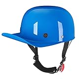 Woljay Vintage Retro Open Face Motorcycle Helmet Baseball Cap Half Helmets Men Women for Moped Cap Jet Scooter Street Cruiser - DOT Certified (Medium, Blue)
