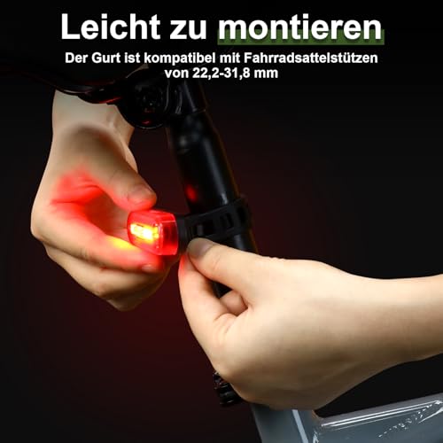 toptrek Rücklicht Fahrrad Sichtweite 200 Metern | Bike Rear Light Led StVZO Zugelassenes | Fahrrad Rücklicht USB-C Aufladbar Batterie | Fahrradlicht Hinten IPX5 Wasserdicht für Rennrad, MTB, E-Bike