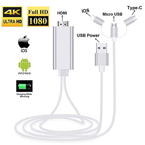 ZAMO 3-in-1 USB C Type C/Micro USB to HDMI Adapter Cable, Digital HD