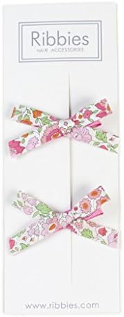 Liberty of London Series Hairbows - Lucy: No-Slip Grip Hair Ribbons by Ribbies (2 Pack)