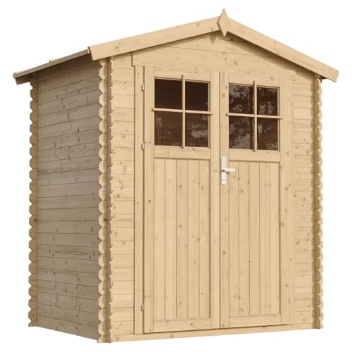 Abri de Jardin en Bois avec Sol TRAITÉ - Stockage extérieur I196xL136xH218 cm/ 1.98 m2 Petit abri à Outils, Local à vélos - TIMBELA M367F+M367G