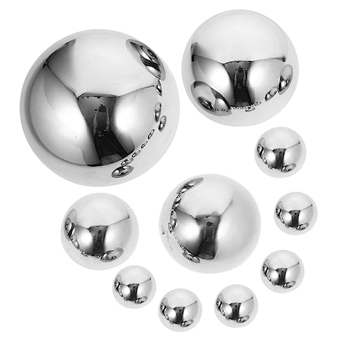 Levemolo 10pcs Stainless Steel Reflective Hollow Balls Outdoor Mirror Spheres Sturdy Garden Gazing Globes