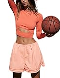 SKIKYAN Women All Around Athletic Workout Shorts Lightweight Loose Wide Leg Running Shorts with Liner Pockets(Pink-XS)