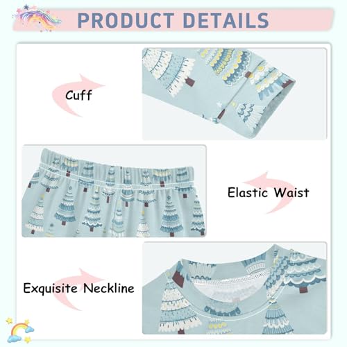 Pajama Sets Long Sleeve Winter Christmas Trees Pattern Soft Comfy Sleepwear 2 Piece PJS 3-8T4