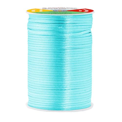 Mandala Crafts 2mm Aqua Rattail Satin Cord for Macrame Chinese Knotting