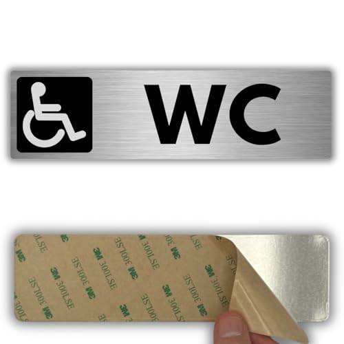 LEIASA | Señal Baño Minusválidos - 5x18 cm - Grosor 0.8 mm - Aluminio - Rótulo Aseo Accesible - Signo WC Discapacitados - Cartel Accesibilidad - (Baño Minusvalidos)