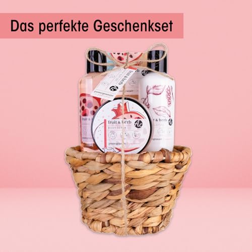 Accentra - Set de ducha para mujer Fruit & Herb en bonita cesta de regalo, 4 piezas, set de baño regalo con gel de ducha, loción corporal, exfoliante y sales de baño – Idea de regalo afrutada - imagen 3
