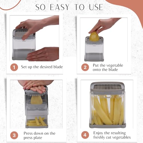 Brieftons PerfectCut Vegetable Chopper: 4-Blade Veggie Dicer Fruit Slicer, Potato French Fry Cutter, Wedge Cutter, Onion Chopper, Egg Slicer with 5 Recipe Ebooks, Safe to Use, Easy to Clean & Store - Image 6