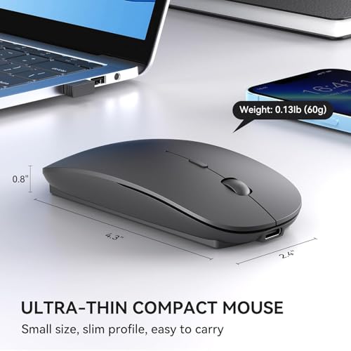 RaceGT Bluetooth Maus USB-C & USB-A Aufladbar, BT5.4 Mouse Kabellos Beidhändig Leise Ergonomisch Funkmaus mit EIN Aus Schalter, 3 Adjustable DPI für Computer Laptop PC MacbookPro/Air Chromebook