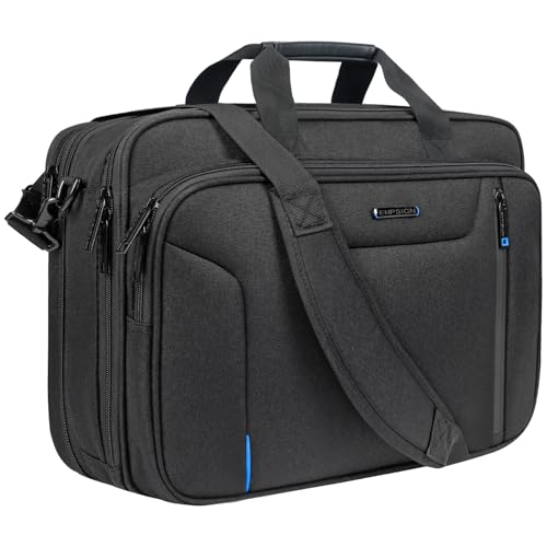 Image of EMPSIGN Laptop Bag Briefcase, 17.3 Inch Computer Bag Expandable Laptop Case for Men, Water Repellent Shoulder Messenger Bag for Work Business Travel Office-Black /Blue