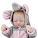 FASJ Poupées bébé Reborn, Mini poupée en Silicone Accessoires pour poupées bébé, pour Les Cadeaux de Vacances Cadeaux de Noël Anniversaires Cadeaux d'anniversaire(Ashes, Doll)