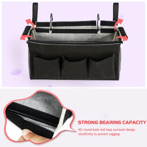 Image of Loghot Bedside Caddy /Bedside Storage Bag Hanging Organizer for Bunk and Hospital Beds,Dorm Rooms Bed Rails,Can be Placed Glasses,Books,Mobile Phones,Keys (New Black)