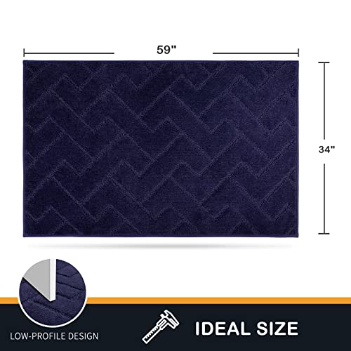 PURRUGS Dirt Trapping Door Mat 34" x 59", Non-Slip Machine Washable Entry Rug, Shoe Scraper, Dog Doormat, Super Absorbent Welcome Mat for Front & Back Door, Muddy Wet Shoes & Paws, Midnight Blue