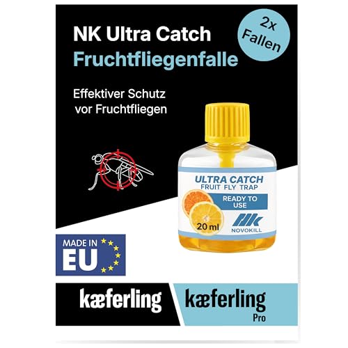 Novokill 2x Fruchtfliegenfalle für Küche bis zu 5 Wochen Wirkung je Falle Obstfliegenfalle für Innenbereich Effektiv Fruchtfliegen bekämpfen Auslaufschutz