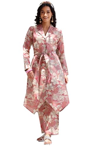 Image of Libas Womens Printed Silk Blend Co ord Set for Women Casual wear | Office wear
