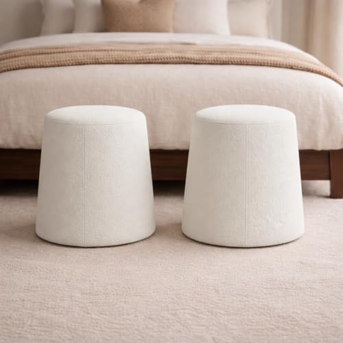 Image of HomePop 17 inch Organic Shape Ottoman - Cream Boucle