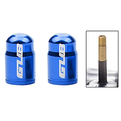 Par de tapas de válvula para neumáticos de bicicleta de aleación de aluminio para Presta francés/Schrader americano, ultraligeras para bicicleta de montaña y carretera, cubierta antipolvo AV azul miniatura 5