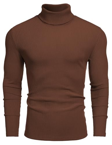 COOFANDY Men's Ribbed Turtleneck Sweater Casual Basic Long Sleeve Knitted Pullover Sweater