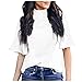 Produktbild Aploa Damen Kurzarm Casual Oberteil Basic Tops Sommer Bluse Vintage Hemd T-Shirt Business Einfarbig Rollkrage Oberteile Damen Elegant Frühling Und Sommer Oversize Shirts(Weiß.L)