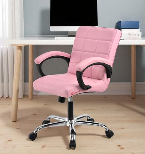 Image of GOYALSON Comfortable Revolving Office Chair Adjustable Swivel Chair with Padded Seat & Backrest for Home Office (1, Pink, Standard)