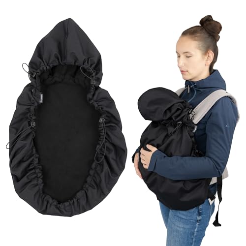 Zamboo Funda Impermeable Universal para Mochila Portabebés | Protector de Softshell y Cálido de Forro Polar Compatible con Ergobaby - Manduca - Ruckeli y Muchas Más – OEKO-TEX Standard 100 – Negro