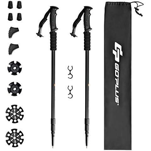 GOPLUS Wanderstöcke aus Aluminium, Trekkingstöcke Verstellbar von 65 bis 135 cm, Walking Stöcke mit Gummipuffern Cover
