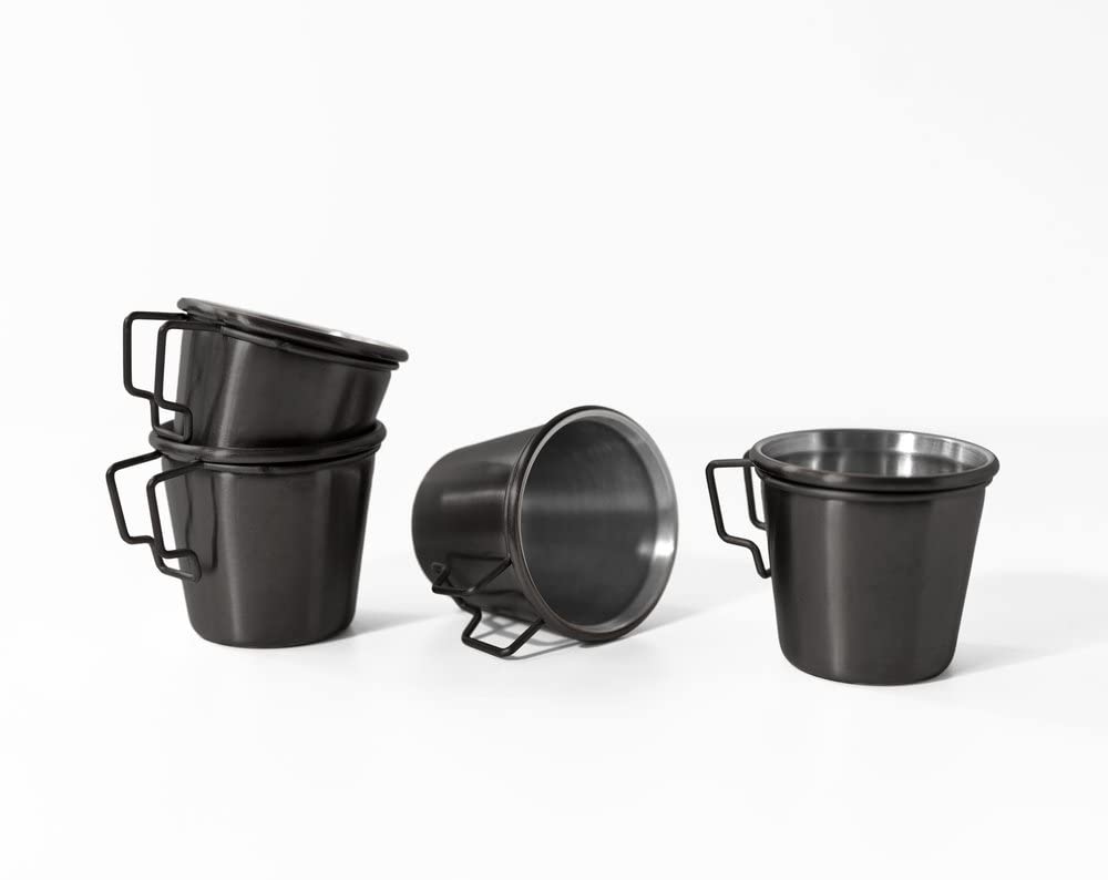 Nod Products Steel Shot and Garnish Beverage Bucket, 2.5-inch Length, Set of 4, Bright Black