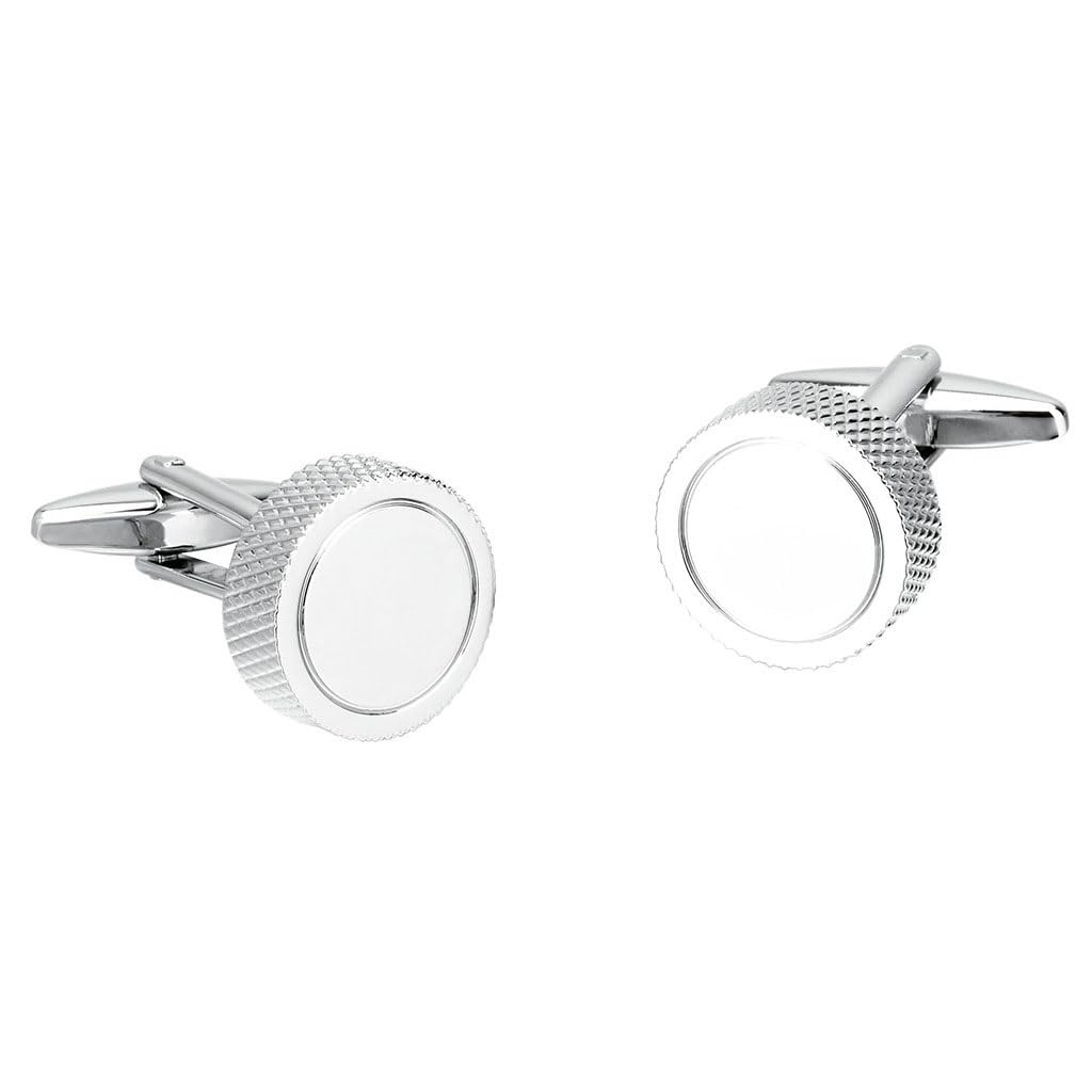 Gemelos Redondos para Camisa Francesa de Boda para Hombre, Estilo Boutique, con diseño de Clavos moleteados (Gris, como se Muestra)