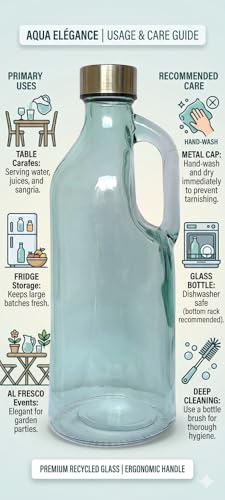 Image of Italian Tempered Glass Milk Bottle Water Bottle with Air Tight Round Cap Freeze Safe 1100 ML (Assorted Color), Pack of 1 (9052 BOTTLE) (2)