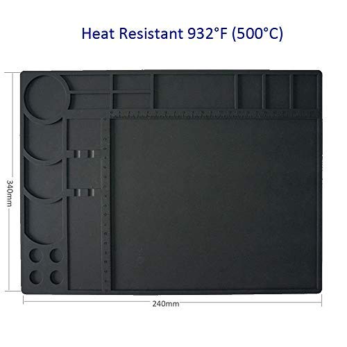 Soldering Mat Pad large Silicone Heat Resistant 932°F Welding Blanket Project Workbench Board Welding Blanket Electronics Mat for Heat Gun Soldering Iron Station Electronic Repair Kit (13