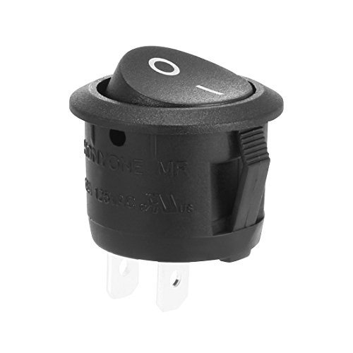 Sourcingmap AC250V/6A 125V/10A 2 Terminal Toggle SPST On/Off 2 Position Round Button Small Boat Rocker Switch