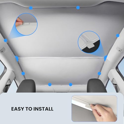 Image of for Tesla Model Y Roof Sunshade - Custom Glass Roof Heat & UV Protection Sun Shade for Model Y Juniper 2025-2026, Reflective Nano Insulation Cover, Easy Install & Foldable